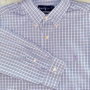 Ralph Lauren Blue Label Classic Fit Plaid Check Oxford Button Down Shirt Preppy